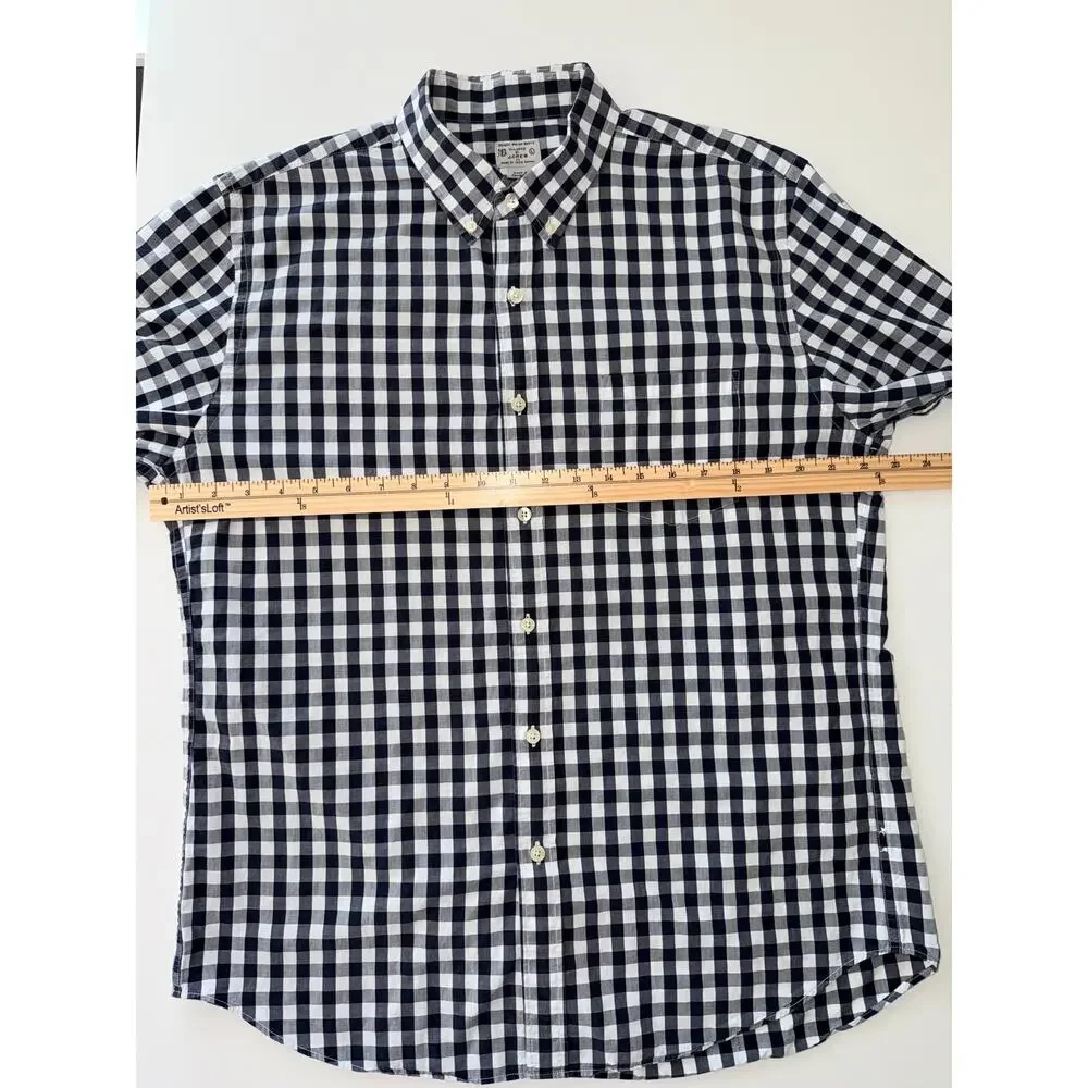 J.Crew Tailored Fit Shirt Men's L Black White Gingham 100% Cotton Button Down
